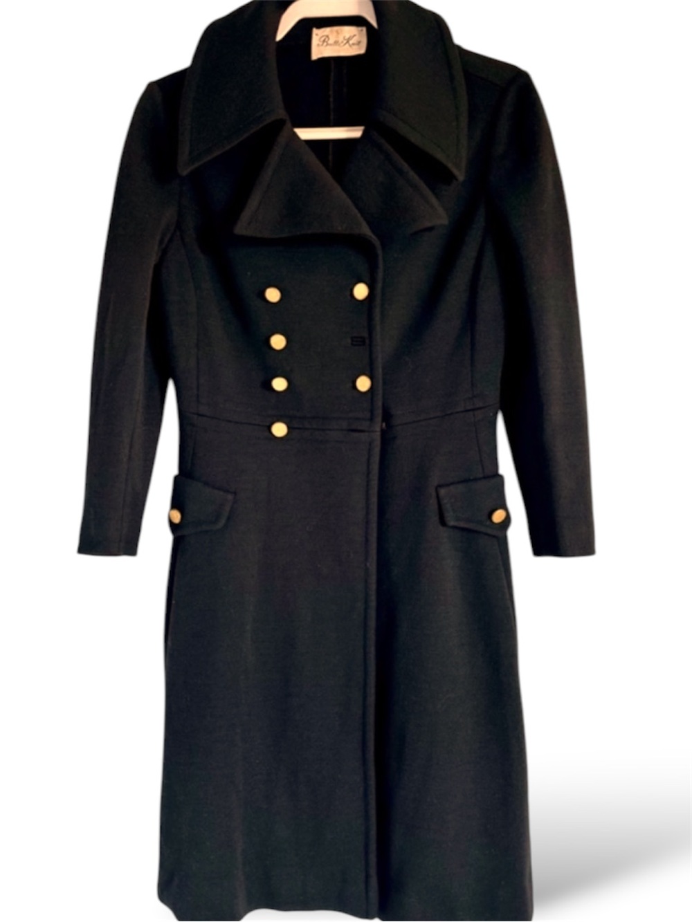 Vintage 1960s Butte Knit Double Breasted Wool Blend Military Peacoat - Picture 4 of 6